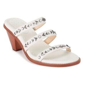 Frye Estelle Studded Sandal Size 6.5 White Strap Heel NWB $228